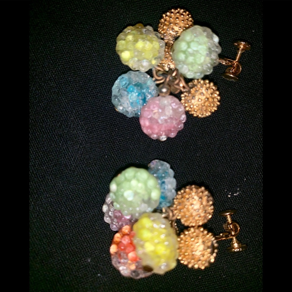 Earrings. Clips. Multi Pastel colors.